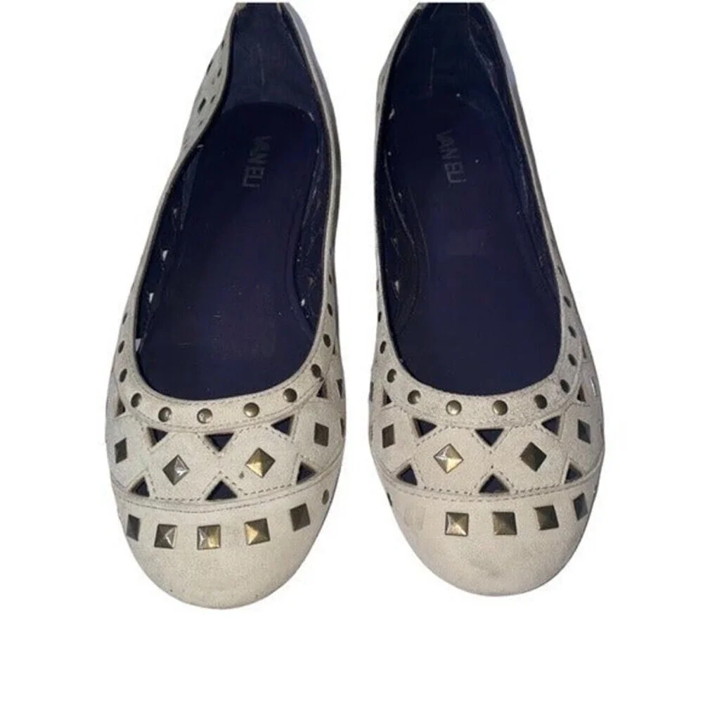 Vaneli criss cross leather studded flats SZ 8.5